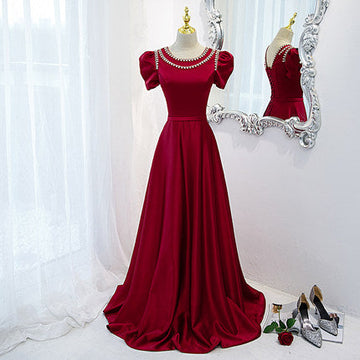 Simple Red Long Prom Dresses HZ1023